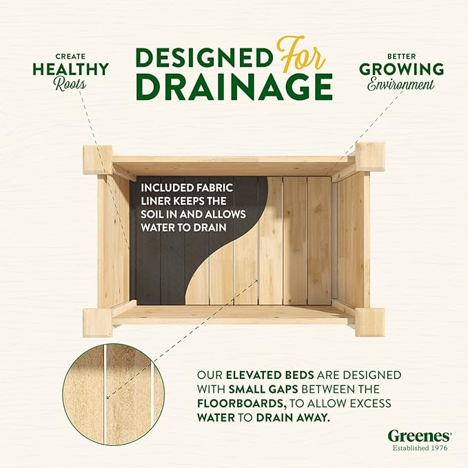Greenes Fence Premium Cedar Elevated Garden Bed 16 W x 32 L x 31 H (3/4 Thick) - Made in USA with North American Cedar