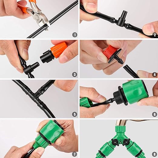 Drip Irrigation SystemGarden Drip Irrigation Kit 1/4 Blank Tubing Drip Kit DIY Automatic Irrigation Equipment Set for Garden Greenhouse Flower BedPatioLawn (164 FT)