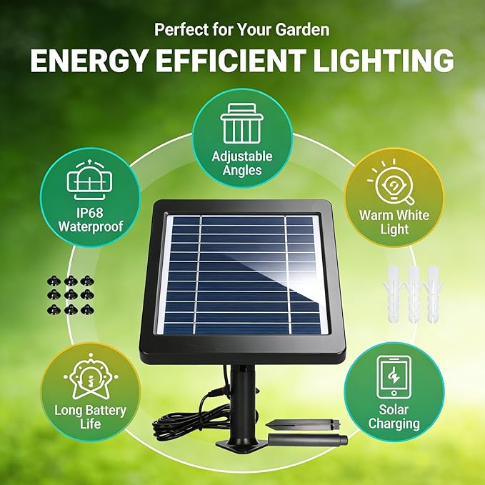 Solar Spotlight ABS Adjustable Waterproof Lighting IP68 Warm White Light for Courtyard Decoration - Solar Charging Durable ABS Material Versatile Outdoor Use