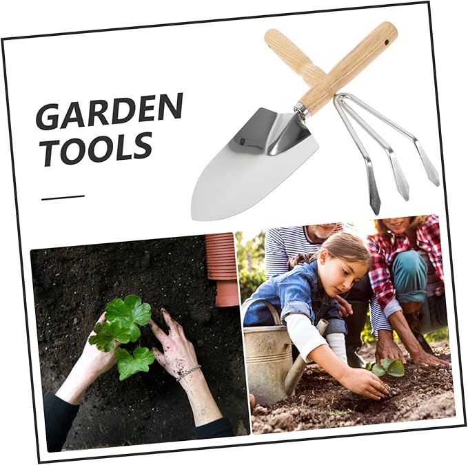 5sets Gardening Tool Hand Trowel and Rake for Soil Loosening Planting and Weeding for Bonsai and Small Garden Projects