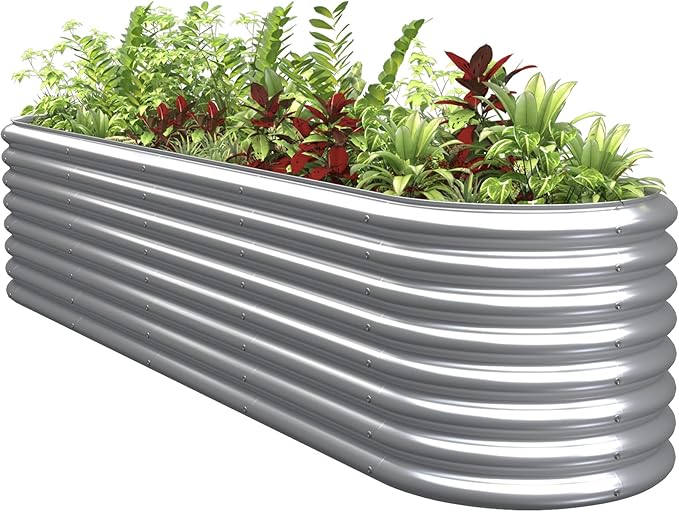BTDVR 9x2x2ft Raised Garden Bed for Vegetables 9 in 1 Adjustable Outdoor Garden Raised Planter Box Raised Beds for Gardening Flower