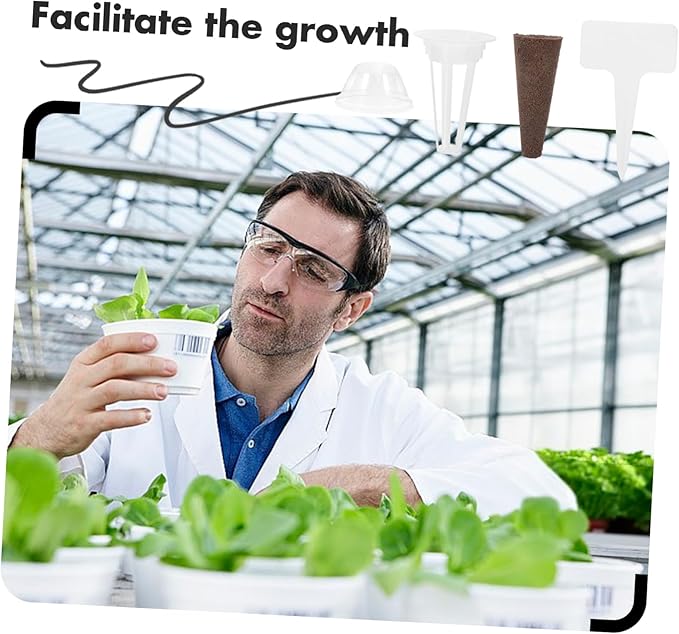 4sets Hydroponic Growing Kit Soilless Planting Pots Grow Basket Insulation Lids Sponge for Indoor Seed Planter