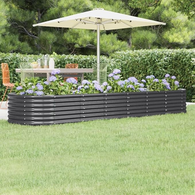 Garden Raised Bed Metal Galvanized Steel Large Planter Box for Outdoor Vegetable Flower Herb Planting - 116.5x31.5x14.2 Anthracite