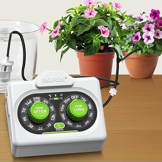 RAINPOINT Beginner-Friendly Automatic Plant Waterer Indoor for Pot Plant Adjustable Water OutputBattery Powered Outdoor IP54 Waterproof Easy-Setup Drip Irrigation System Device Kit Water 10-15 Plants