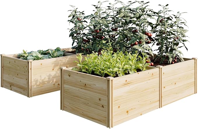 PaPaJet Wooden Raised Garden Bed Large Deep Planter Box for Outdoor Gardening Vegetables Flowers and Herbs 7.5×6.0×1.6FT
