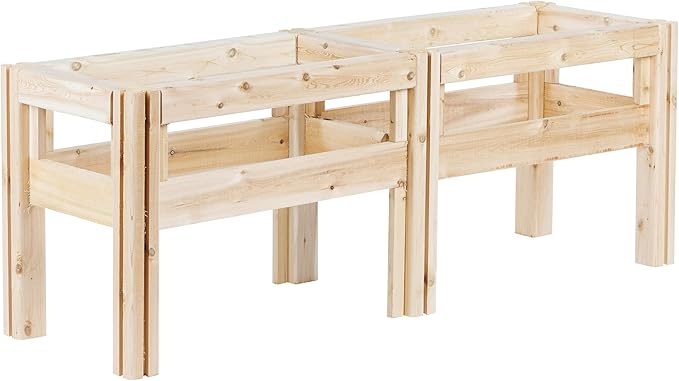 Greenes Fence Four Bucket Elevated Cedar Wood Garden Frame 54 in. x 16 in. x 20 in. - Made in USA with North American Cedar