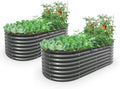 A ANLEOLIFE 6X3X2 ft Galvanized Raised Garden Beds Outdoor-2 Pack Oval Large Metal Deep Root Planter Box for Planting Vegetables Flowers Herb Anti-Rust &amp Easy-Setup Quartz Grey