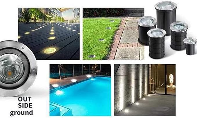 LED Spotlight - IP67 Waterproof COB LED Underground Light 85-265V Adjustable Lighting Angle Outdoor Recessed Lights(Green3W)