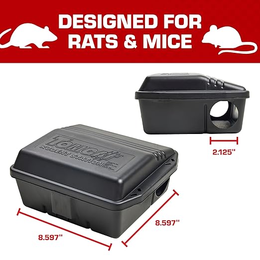 Tomcat Rodent Station Includes 1 Rodent Station with 4 Bait Securing Rods and 1 Security Key - Fits Rat or Mouse Sized Traps (Baits &amp Traps Sold Separately) - Use Indoors or Outdoors (Pack of 5)