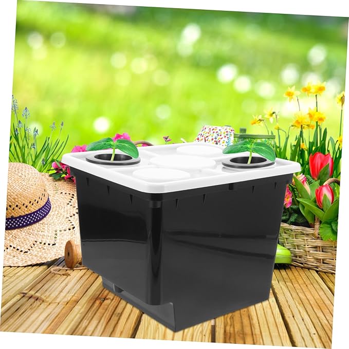 Plastic Planting Basket Cultivation Buckets for Cilantro Hydroponic Plants Bucket Black 2 Hole Covers Suitable for Home Garden