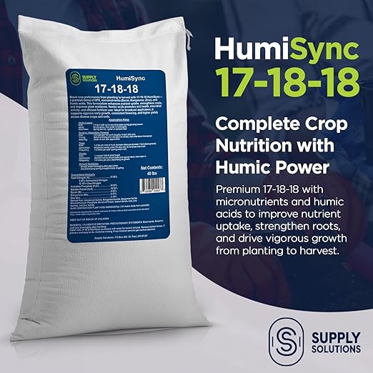 Supply Solutions | 17-18-18 HumiSync Plant Food Powder | Balanced NPK Fertilizer with Humic Acid for Lawn Garden Vegetables Flowers Trees &amp Shrubs - All Purpose Garden Fertilizer (40 Pounds)