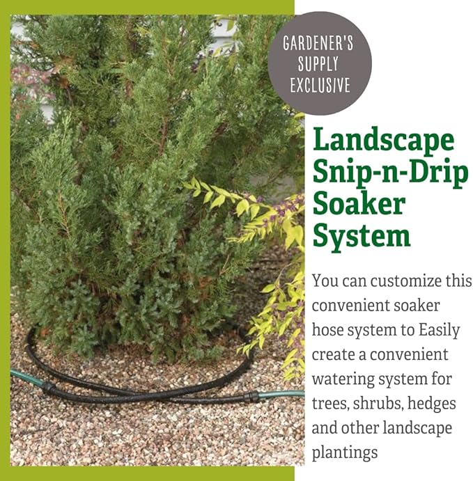 Gardener's Supply Company Landscape Watering Snip-n-Drip Soaker System | Outdoor Watering Sprinklers for Yard Garden Soaker System | Self Watering Planters Drip Sprinkler Set
