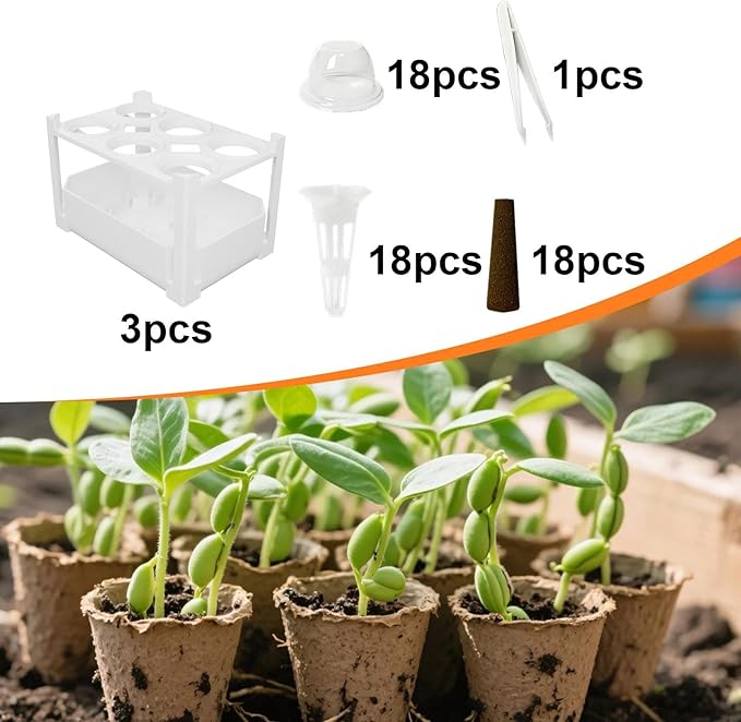 HouseVibe Hydroponics Growing System 6 Hole Indoor Garden Kit Portable Planting Container for Herbs Vegetables Market Balcony Office- 3 Set