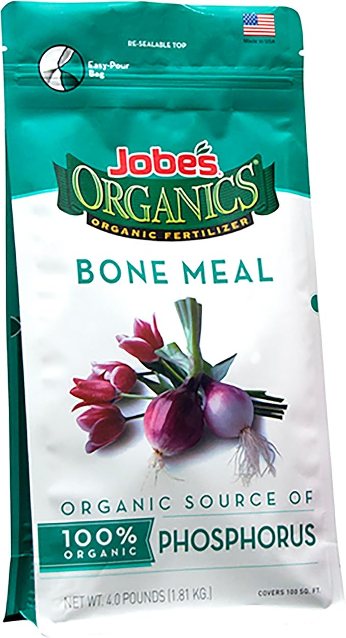 Jobe's Organics Granular Bone Meal Fertilizer Strong Root Development for Bulbs Tomatoes Roses and Other Flowering Plants 4 lbs Bag