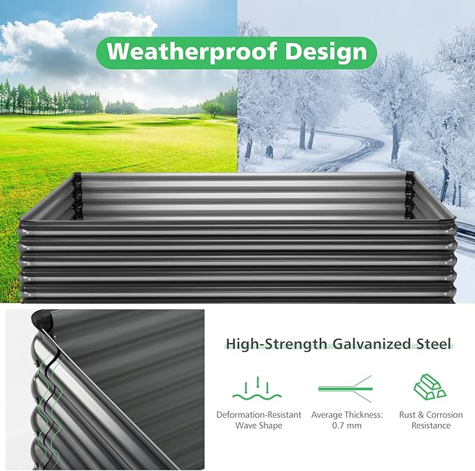 HAPPYGRILL Raised Garden Bed Raised Planter Box &amp Firewood Rack 71 x 20.5 x 43.5 Large Outdoor Galvanized Raised Garden Bed for Vegetable Flower Fruit HerbEasy Assembly
