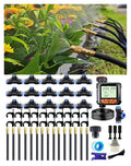 Drip Irrigation System - 360° Adjustable Micro Spray Sprinkler Kit for Garden Easy Installation No Tools Fine Mist Watering for Garden Potted Plants Greenhouse (65FT+Timer)