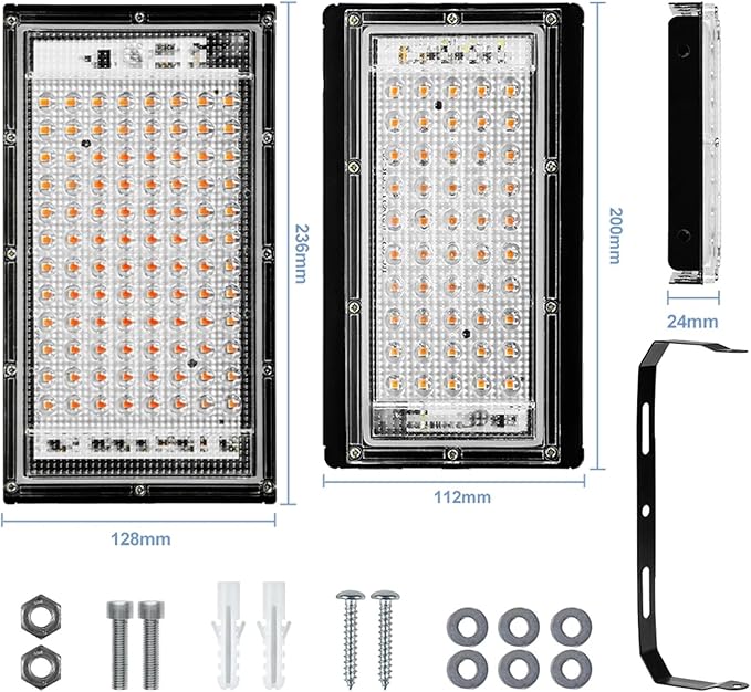 LED Grow Light Full Spectrum Floodlight Plant Growing Light Waterproof Phytolamp for Indoor Outdoor Plants Flower Seedlin100W