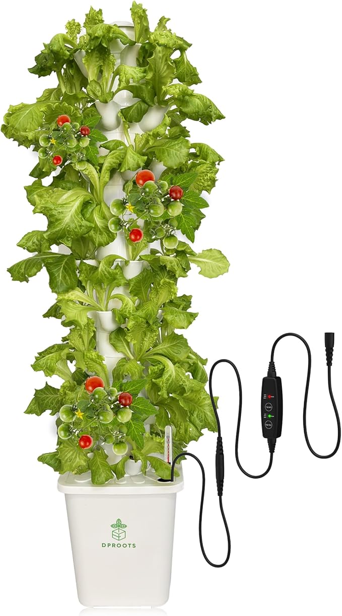 Hydroponic Tower Growing System45 Pods Vertical GardenSuitable for Indoor and Greenhouse Grow Herbs and VegetablesHouseplant Farming with Water Circulation and Automatic Timer