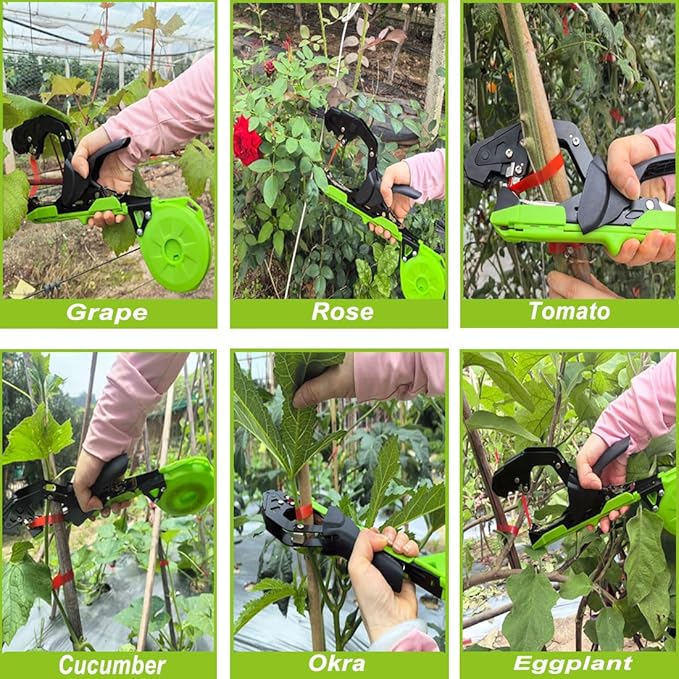 Upgraded Plant Tying MachinePlant Vine Tying Tool Kit with 20000pcs Staples 17 Roll Tape with SK5 Blade Replacement for GardenerFarmerGrapesTomatoesVegetables