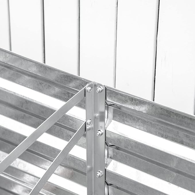 Galvanized Raised Garden Bed Kit with Reinforcing Bars Large and Tall Metal Planter Box for Vegetables Flowers and Herbs 6' x 3' x 2' Silver