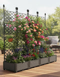 4 PCS Raised Garden Bed with Trellis &amp Privacy Screen 66 Wide x 63 Tall Vertical Garden Planter Box for Climbing Plants Large Outdoor Privacy Screen for Patio Balcony Yard Garden Black