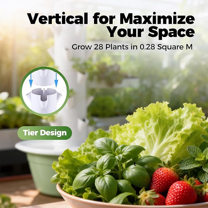 Garden Hydroponic Grow 9 Tier 36 Plants Smart Timing 30L Water Tank Hydroponic Growing System Kit Save Water &amp Electricity for HerbsVegetablesFruitsTomato Green-IndoorWithLEDLight