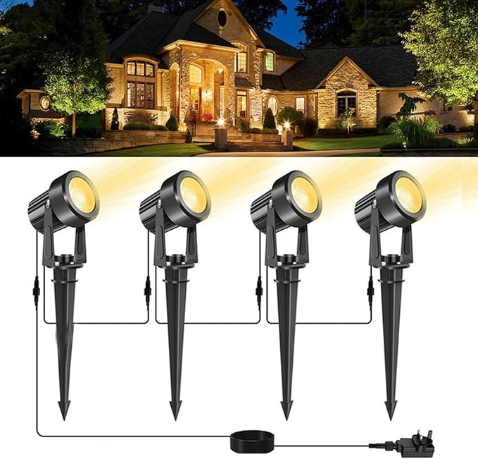4in1 3000kOutdoor Landscape Lighting 6In1 Pack Outdoor Spot Lights LED Landscape Lighting for Yard Plant Lawn Garden IP65 Waterproof 3000K Warm White