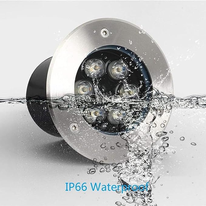 Underground Light LED - IP66 Waterproof AC Garden Recessed Underground Light LED Recessed Spotlight Suitable for Deck Channel Stair Step Landscape Lighting toBlanc 6W