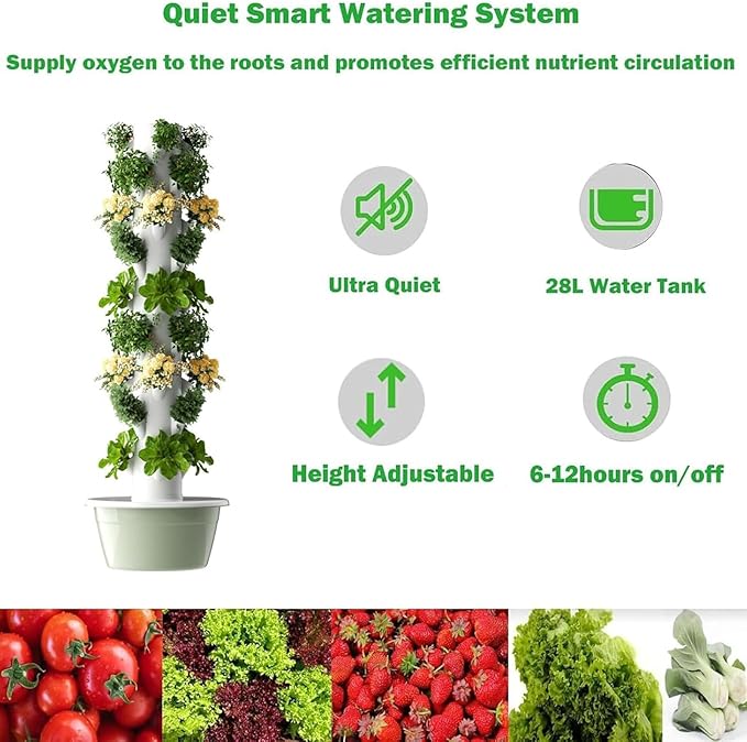 Hydroponics Growing KitsSmart Garden Hydroponic Germination Kit Vegetable Tower with PumpAutomatic Water Circulation Systemfor Herbs Fruits and Vegetables9Layer-Withoutlight
