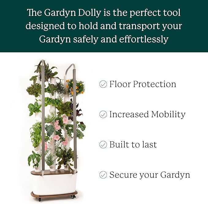 Gardyn Home Dolly - Mobile Rolling Cart for Hydroponics Growing System Kit &amp Indoor Garden Tower - Easily Move Your Hydroponic Systems While Protecting Your Floors from Water Drops Scratches &am