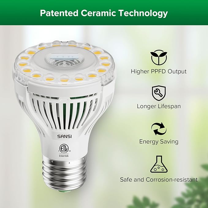 SANSI Grow Lights for Indoor Plants 4 Head Dimmable Plant Lights for Indoor Growing 35-64 Adjustable Tripod LED Grow Light Lamp with Remote Control Auto On/Off Timer 4 Pack of Par20 10W Bulbs
