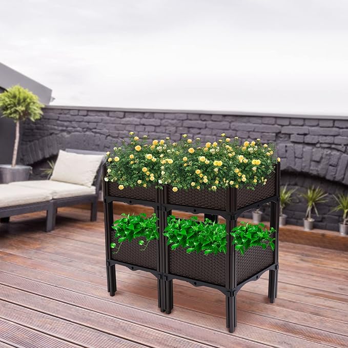 Raised Garden Bed with Legs Planter Box Elevated Portable Planter Outdoor Indoor for Vegetable Herbs Potted Plants Flowers Square Raised Garden BedSelf-Watering Plastic Planter for FruitsPotato