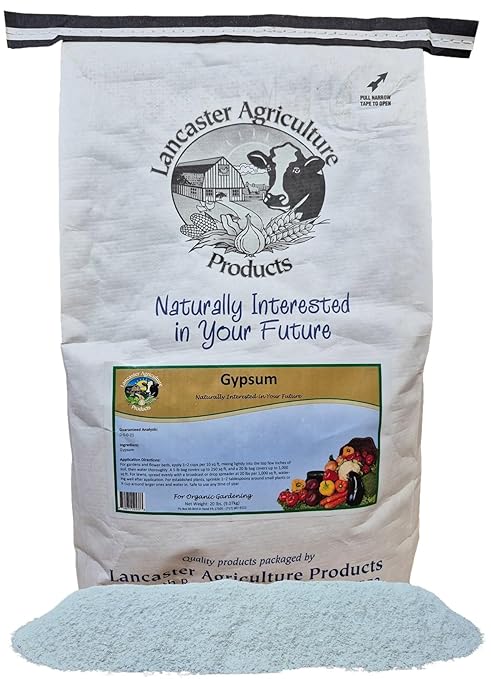 Gypsum 20 Pounds Natural Calcium Sulfate Fertillizer for Vegetables Flowers Lawns &amp Gardens – Improves Soil Boosts Plant Growth - Lancaster Agricultural Products