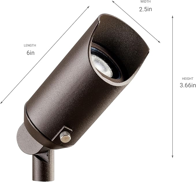 Kichler 6 Mini Outdoor Accent Light in Textured Architectural Bronze 12V LED Adjustable Spotlight (6 L x 2.5 H) 15384AZTBrown