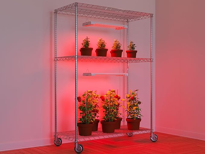 Good Earth Lighting 24-in 4-Light 69-Watt Red Spectrum LED Grow Light 92 PAR/PPF Auto On/Off Timer Linkable White