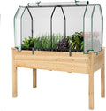 S AFSTAR Raised Garden Bed with Greenhouse Cover Elevated Wooden Planter Box 47”L x 24”W x 30”H Outdoor Gardening Planting Bed for Vegetables Flowers &amp Herbs Grow Backyard Patio Lawn