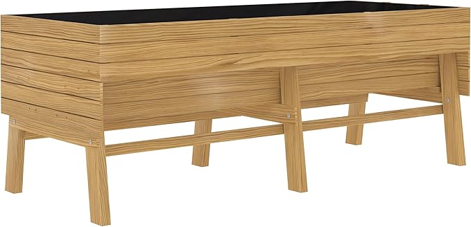 BlueWish 28.5 H Raised Garden Beds Outdoor Raised Garden Bed with 837 lbs Capacity Detachable Liner Planter Box for Outdoor Patio Backyard Natural