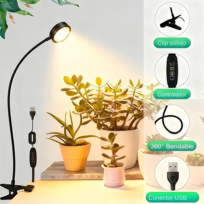 Indoor Plant Grow Lights | Full Spectrum LED Lighting with Daylight Simulation - Clamp for Growing | For Home Office Greenhouse Shelf