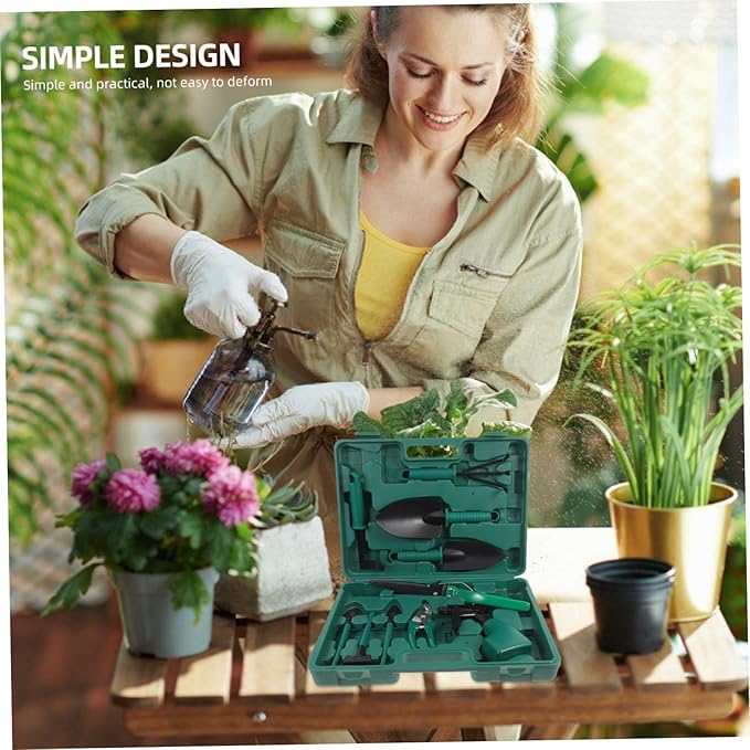 KESYOO 10-Piece Gardening Tool Set with Storage Case Compact Garden Tools for Planting and Pruning Includes Rakes and Shears for Effortless Garden Work