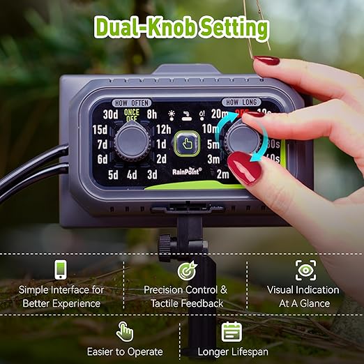 RAINPOINT Compact Programmable Solar Automatic Plant Waterer Kit Work with Indoor OutdoorSelf Watering Drip Irrigation Pump Indoor/Outdoor Vacation Free Low Water Auto Shut-Off Water 10-20 Plants