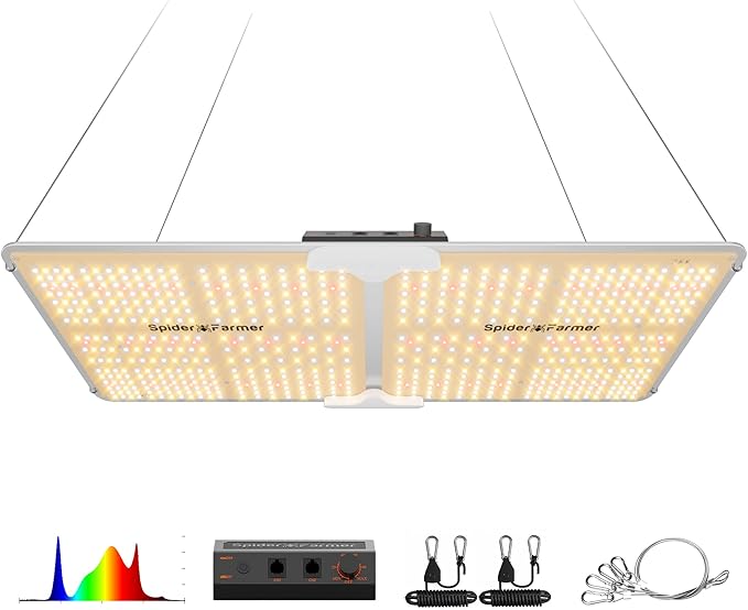 Spider Farmer SF2000 200W LED Grow Light for Indoor Plants Upgraded High Efficiency LEDs Dimmable Full Spectrum High PPFD Deep Penetration for Seed Starting/Vegetables/Bloom in 2x4 Grow Tent