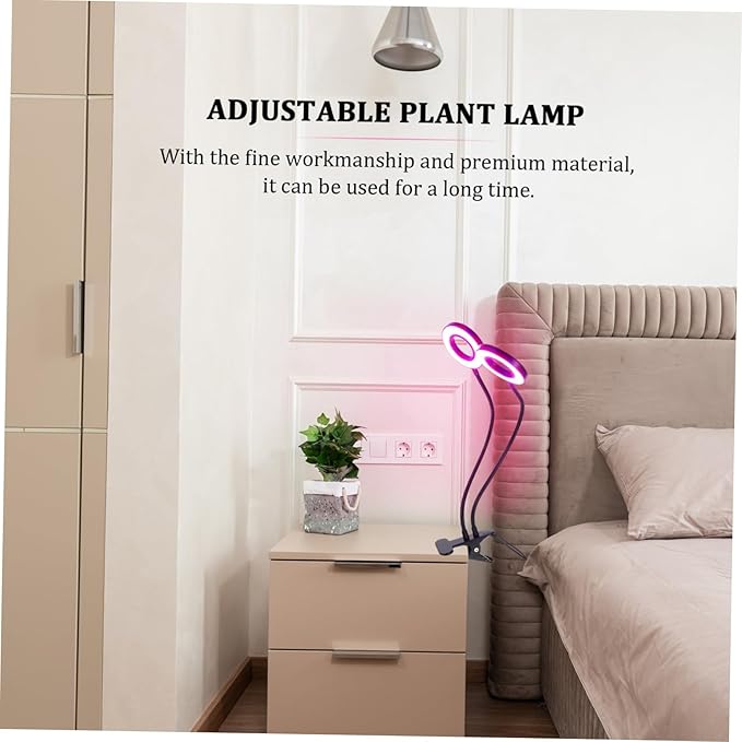 Adjustable LED Plant Growth Light Timer Dual-Head Clip Design for Indoor Plants Dimmable Brightness 5V Energy Efficient for Home Gardening
