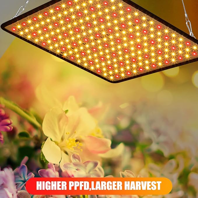 Liliful 4 Pcs Grow Lights Panel 200W Artificial Full Spectrum Grow Lamps with 225 LEDs for Indoor Outdoor Seedling Tent Flowe(Warm White Red)