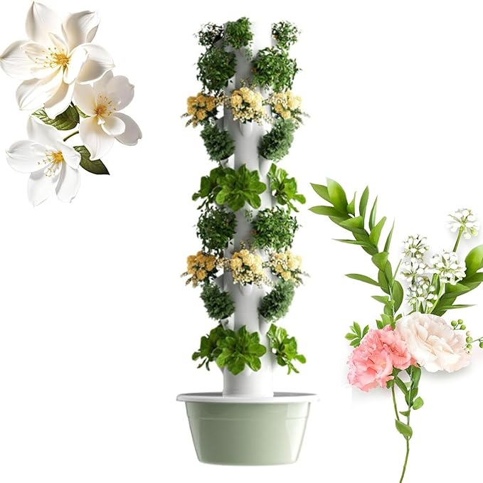 Hydroponic Growing TowerVertical PlanterVertical Garden Tower with LED Grow Lightswith Hydrating Pump Adapterfor Indoor Herbs Fruits and Vegetables5Layers