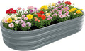 Galvanized Raised Garden Bed Kit Galvanized Planter Raised Garden Boxes Outdoor Oval Metal Raised Garden Beds for Vegetables (Gray)