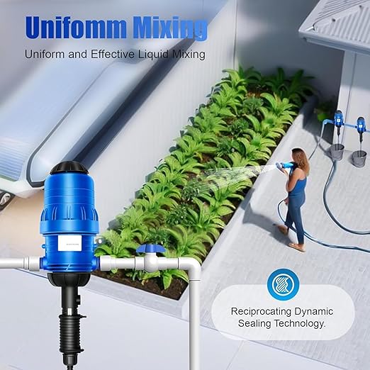Adjustable Fertilizer Injector Dispenser Water Powered Drip Feeder Dosing Pump Drip Irrigation Injector with One Tube Automatic Liquid Doser Dispenser for Garden Greenhouse Agriculture