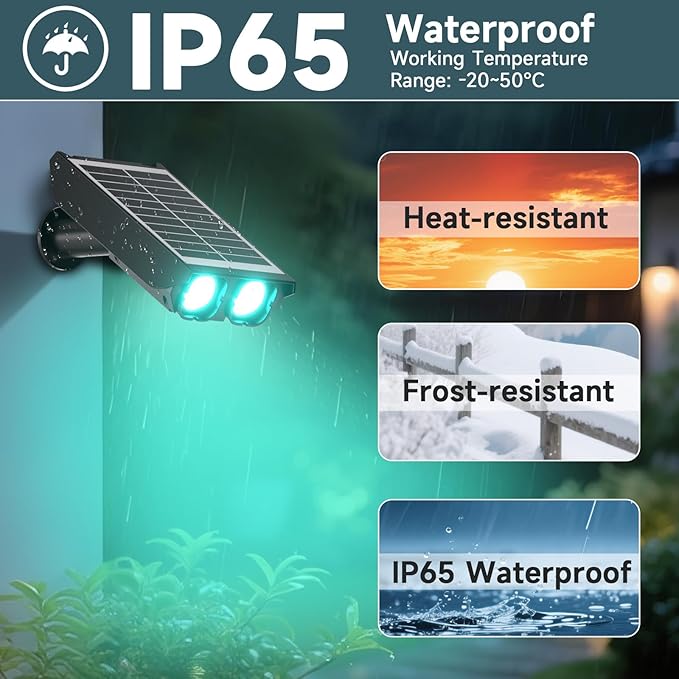 RGB Solar Spot Lights : 2 IN 1 Solar Lights Outdoor with 8 Lighting Modes &amp PC Light Guide Column for Tree Garden Yard Pathway | RGB Color Changing Landscape Lights | IP65 Waterproof | 12 Pack