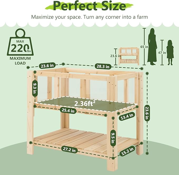 Raised Garden Bed with Legs Large-Capacity Wood Outdoor Elevated Reinforced Planter w/Bed Liner Durable Deep Raised Garden Bed for Gardening/Backyard/Patio/Balconyfor Herbs Flowers Vegetables