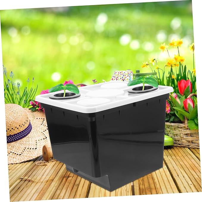 POPETPOP Hydroponic Vegetable Planting Bucket for Soilless Cultivation Greenhouse Growing System Sturdy Plastic Planter Water Tank for Home Gardening