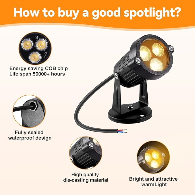 LemonBest Landscape Spotlights Warm White + Warm White